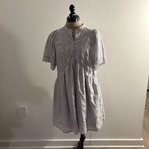 Universal Thread Light Gray Eyelet Mini Dress with Button Front